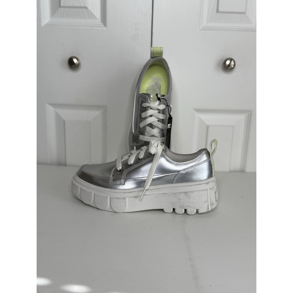 Sorel Caribou X Waterproof Sneakers Women's Platform Metallic Silver Chunky Sz 9
